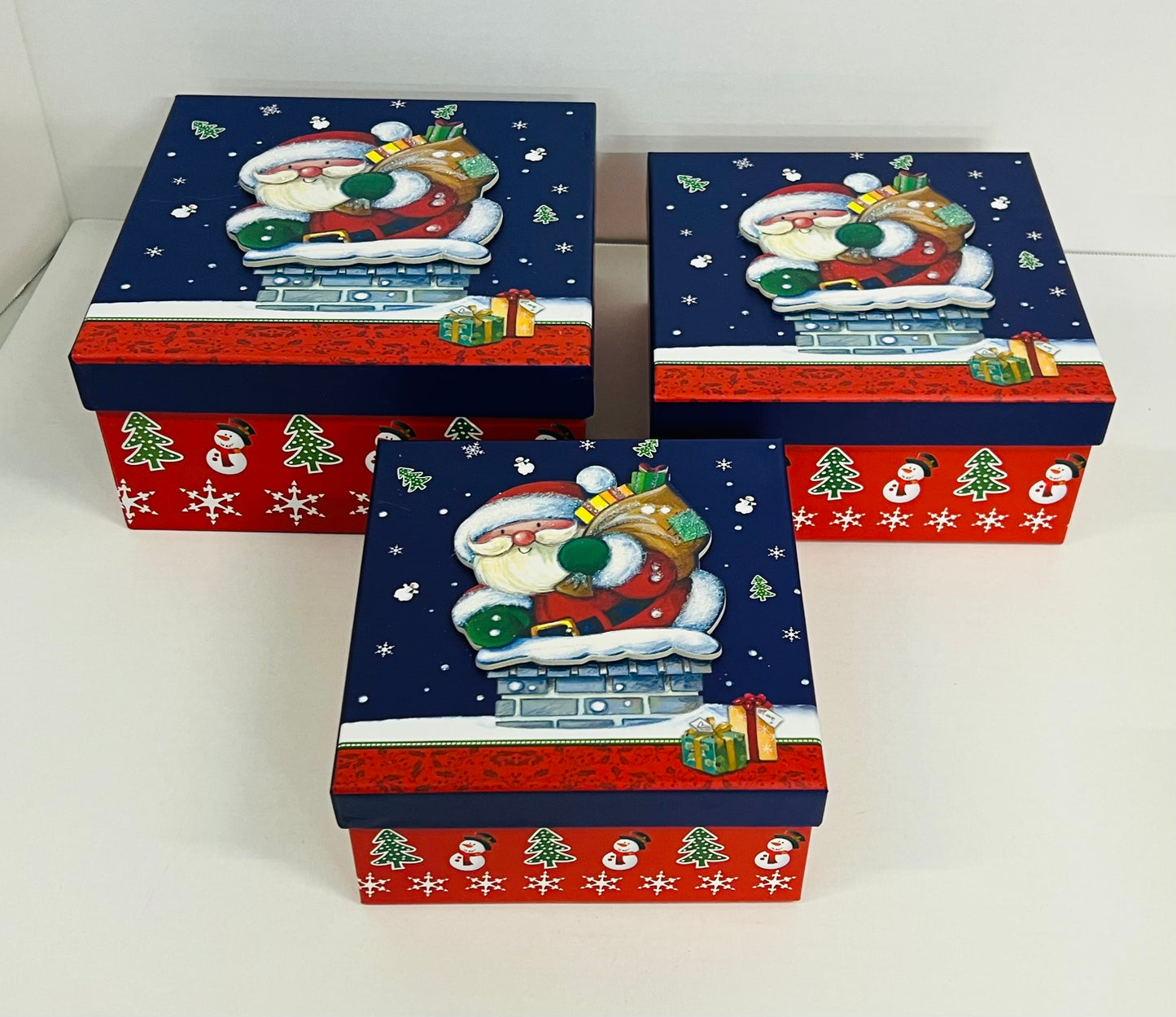 Santa in Chimney 3D Stacking boxes