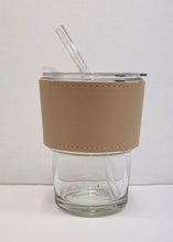 Load image into Gallery viewer, Tall Glass Hot Cup with Sleeve (NO WRITING ON SLEEVE)
