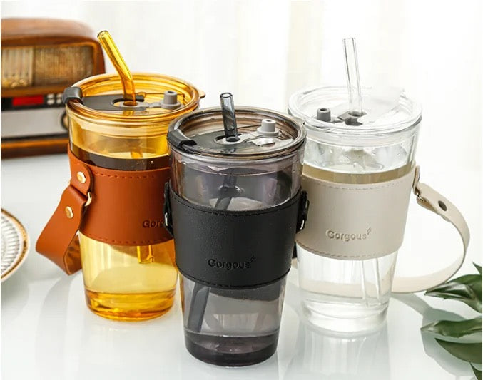 Tall Glass Hot Cup with Sleeve (NO WRITING ON SLEEVE)