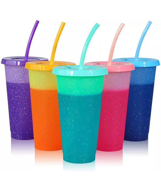 Glitter Colour Changing 24oz Single Walled Cold Cups