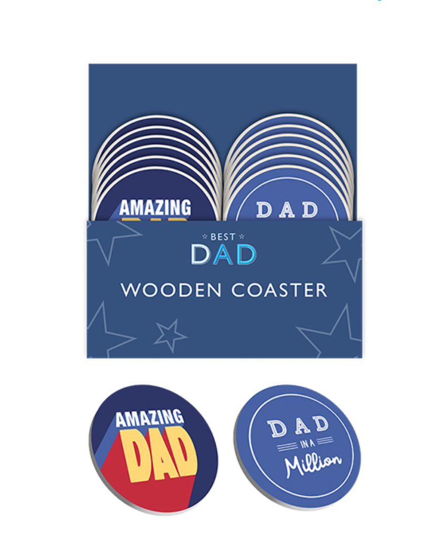Father's Day Printed Wooden Coaster 10cm