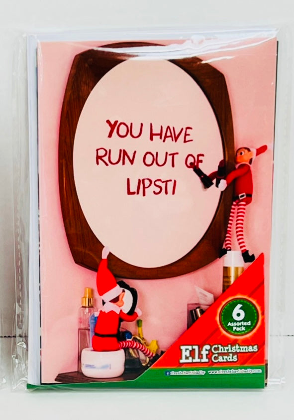 *Naughty Elf Christmas Cards pack 6.*