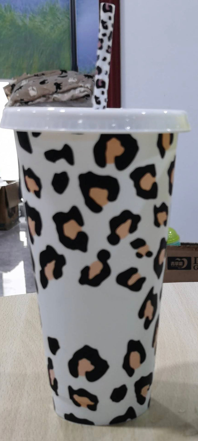 Colour Changing Leopard 24oz Single Walled Cups