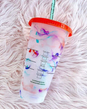 Load image into Gallery viewer, Colour Changing Marble Tumbler with colour changing straws

