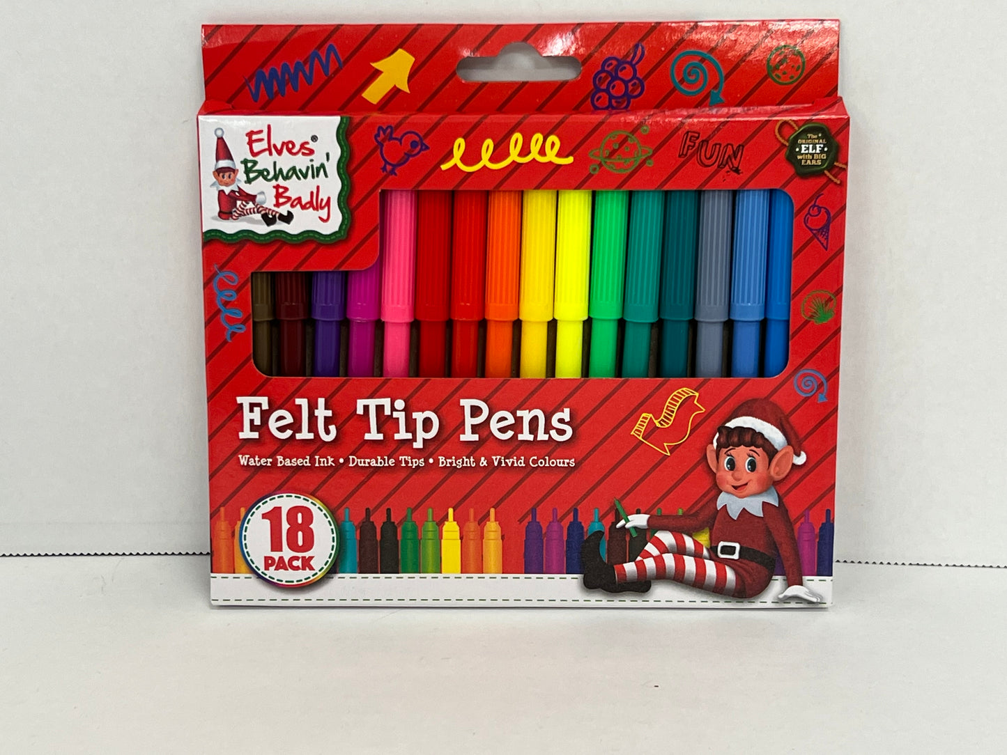 Naughty Elf Felt Tip Pens 18pk
