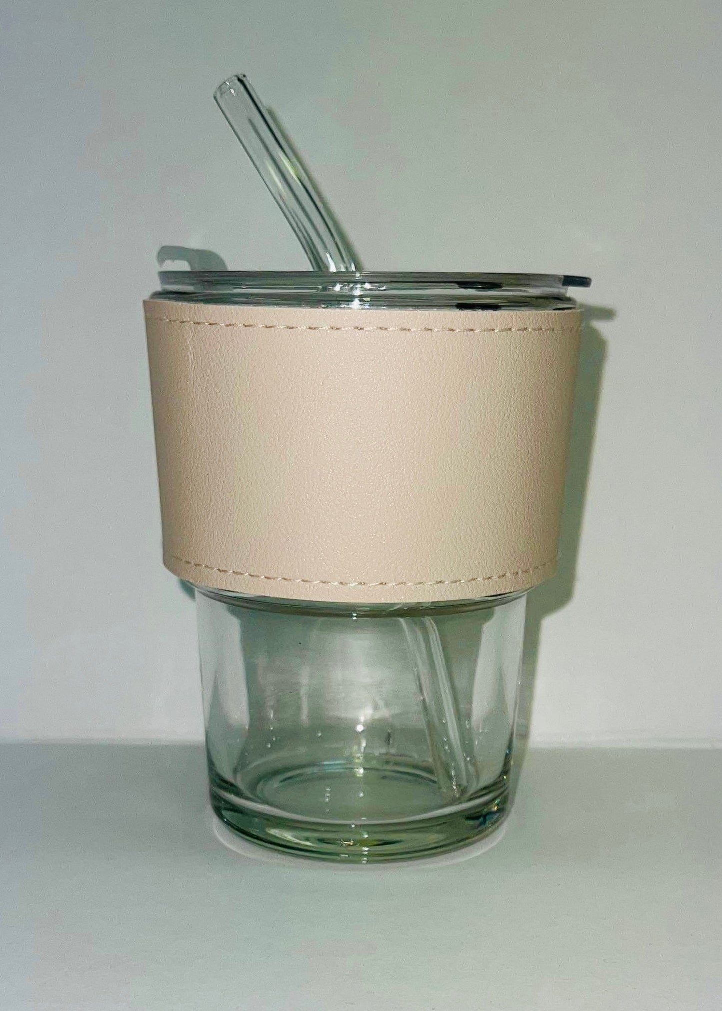 Glass Hot Cup with Sleeve (NO WRITING ON SLEEVE)