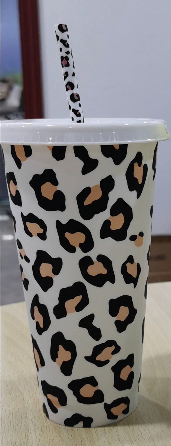 Colour Changing Leopard 24oz Single Walled Cups